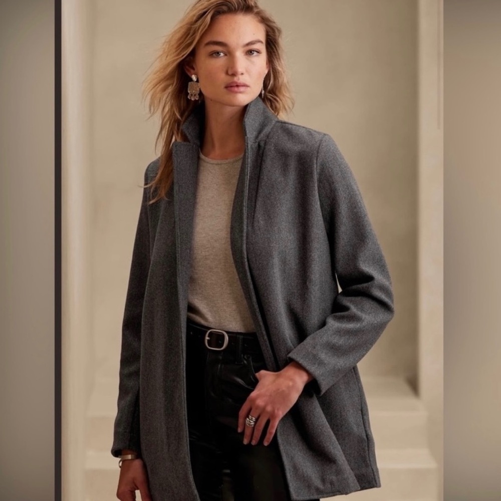 NWT Banana Republic Factory Brushed Knit Long Jacket in Charcoal Grey sz X-Large